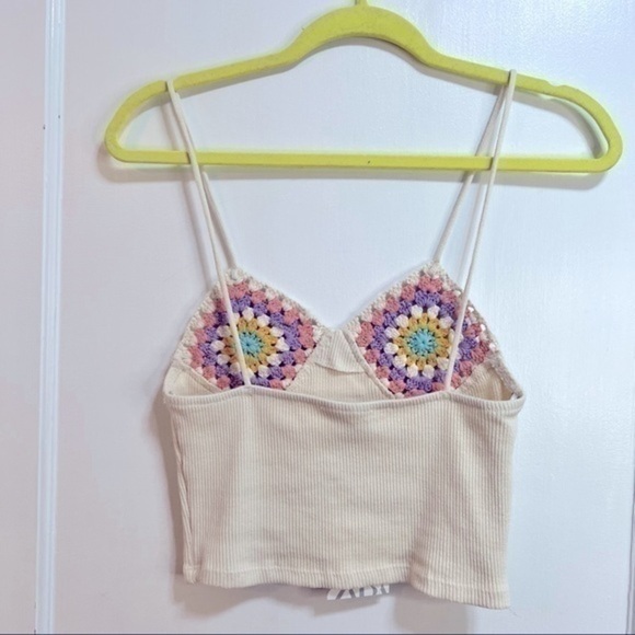 Zara women’s contrasting crochet tank top - Picture 5 of 9